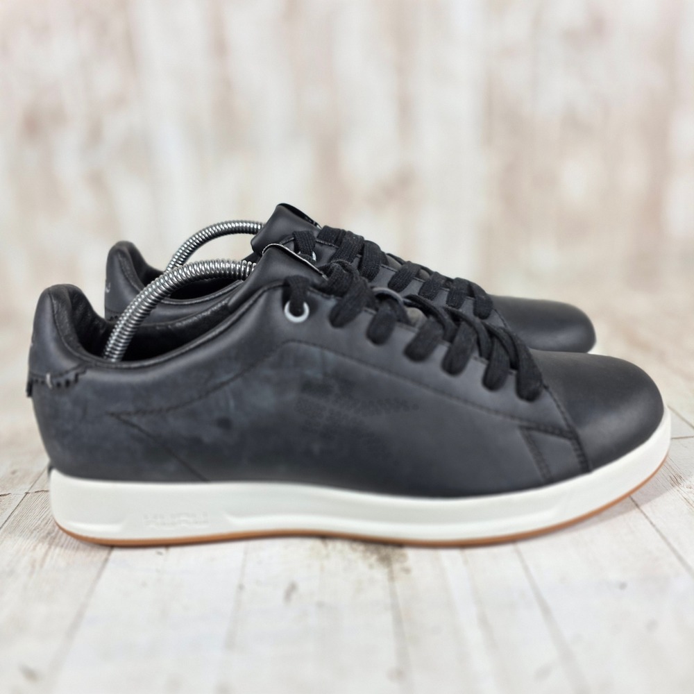 Kuru Roam Black Leather Sneakers Mens 9.5 Womens 11 Low Top Lace Up 10411595